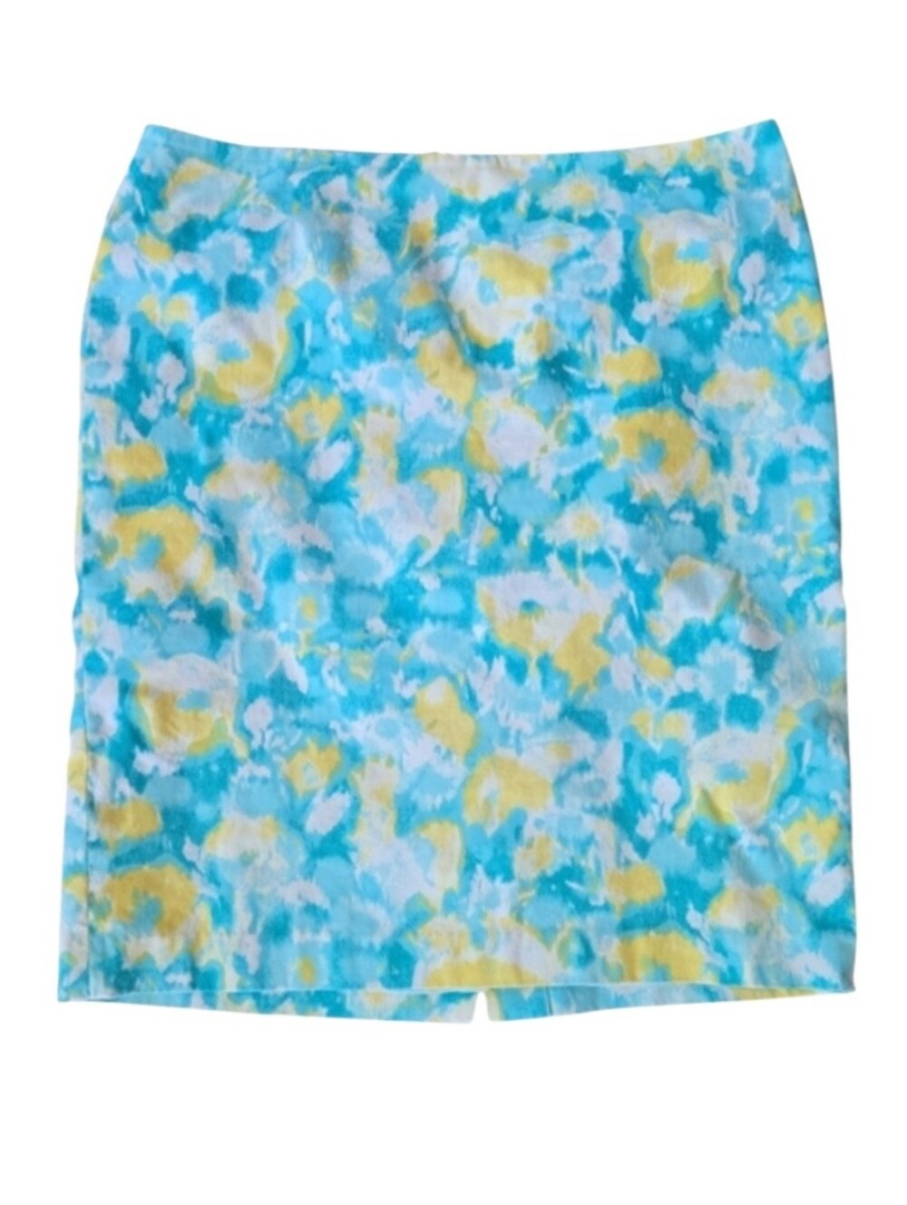 Talbots Blue Yellow Floral Pencil Skirt 14